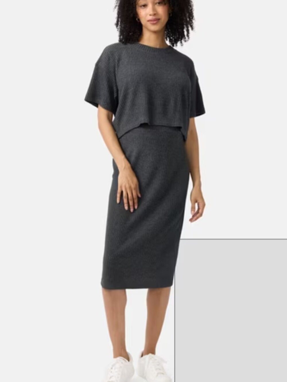 NWT Ingrid + Isabel ribbed charcoal maternity skirt l